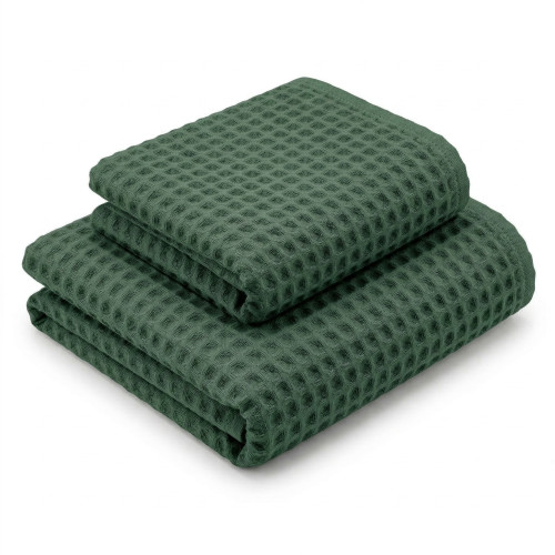 Asciugamani Nido d’Ape 100% Cotone 330 g/m² Made in Italy – Set 2 Pezzi (60x110 + 40x60) Tex Family – Verdone