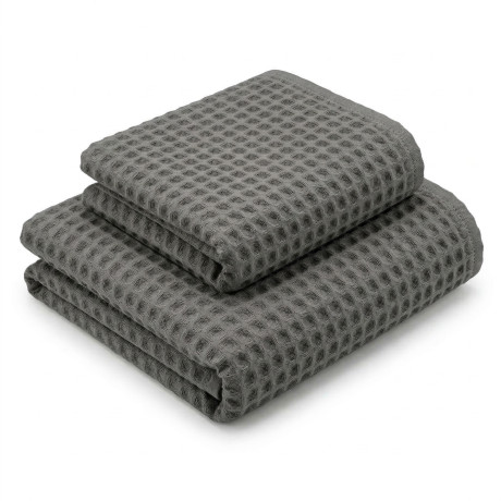 Asciugamani Nido d’Ape 100% Cotone 330 g/m² Made in Italy – Set 2 Pezzi (60x110 + 40x60) Tex Family – Antracite