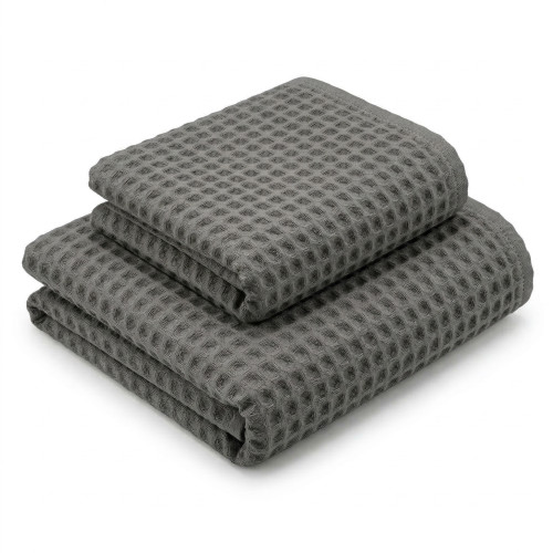 Honeycomb Towels 100% Cotton 330 g/m² Made in Italy – Set 2 Pieces (60x110 + 40x60) Tex Family – Anthracite
