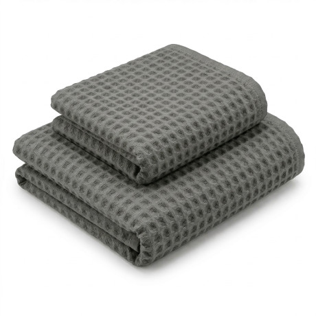 Asciugamani Nido d’Ape 100% Cotone 330 g/m² Made in Italy – Set 2 Pezzi (60x110 + 40x60) Tex Family – Grisaglia