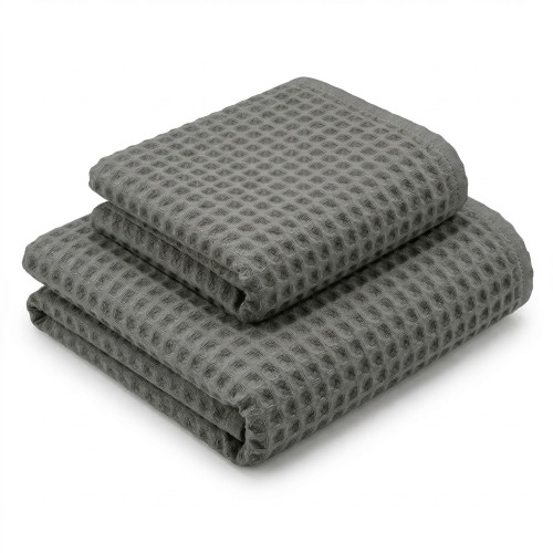 Asciugamani Nido d’Ape 100% Cotone 330 g/m² Made in Italy – Set 2 Pezzi (60x110 + 40x60) Tex Family – Grisaglia
