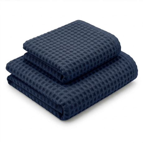Asciugamani Nido d’Ape 100% Cotone 330 g/m² Made in Italy – Set 2 Pezzi (60x110 + 40x60) Tex Family – Blu