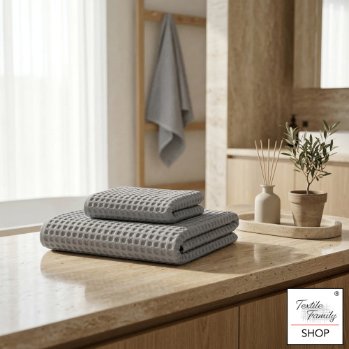 Asciugamani Nido d’Ape 100% Cotone 330 g/m² Made in Italy – Set 2 Pezzi (60x110 + 40x60) Tex Family – Blu