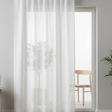 Simply 2.0 Curtain White Linen Effect - 200x300 cm - with Tape for Stick or Rail - Natural Solid Color