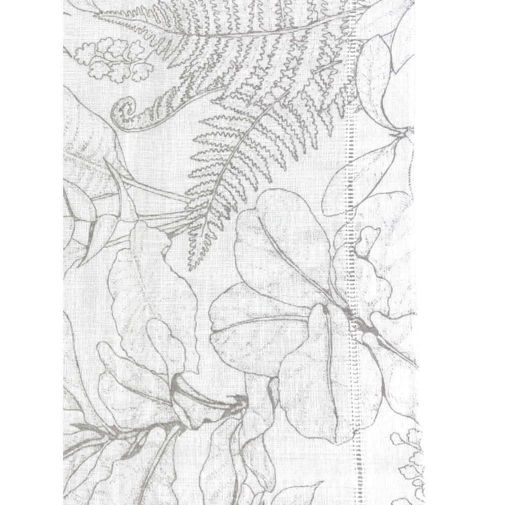 Coppia Tendine a Vetro Modern Leaf Beige Semitrasparenti in Bouclè con Tunnel per Astina – 2 Teli Made in Italy