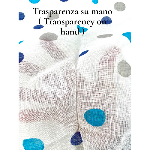 Un par de cortinas de cristal Lunares azules semitransparentes en Bouclè con túnel en el frente – 2 toallas hechas en Italia