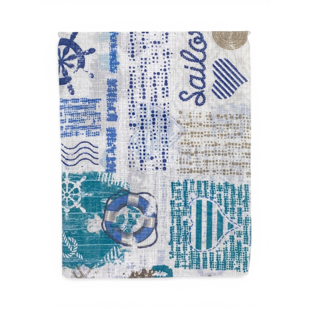 Coppia Tendine a Vetro Blu Bay Semitrasparenti in Bouclè con Tunnel per Astina – 2 Teli Made in Italy