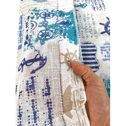 Un par de cortinas de cristal azul bahía semitransparentes en Bouclè con túnel para varilla – 2 láminas Made in Italy