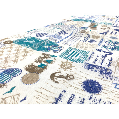 Paire de rideaux en verre bleu baie semi-transparents en bouclè avec tunnel pour la jauge – 2 feuilles fabriquées en Italie