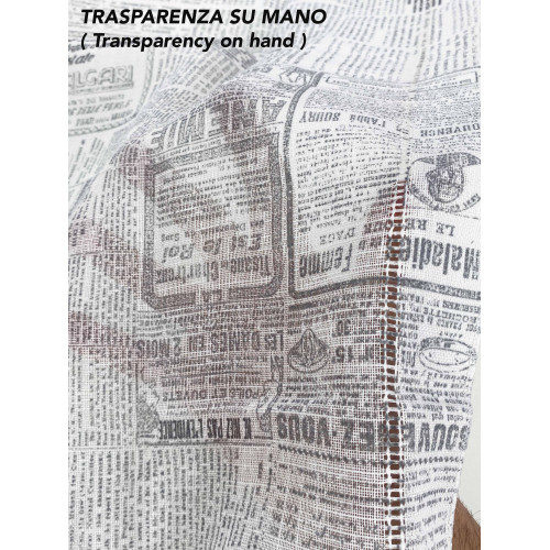 Un par de cortinas de cristal estilo noticias semitransparentes en bouclè con túnel para el frente – 2 hojas fabricadas en Itali