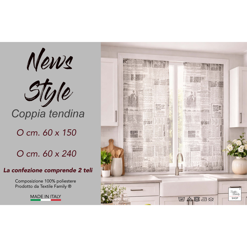 Paire de rideaux en verre style actualité semi-transparente en bouclè avec un tunnel pour l’avant-avant – 2 feuilles fabriquées 