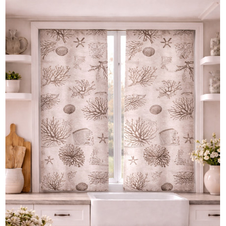 Coppia Tendine a Vetro Natural Sand Semitrasparenti in Bouclè con Tunnel per Astina – 2 Teli Made in Italy