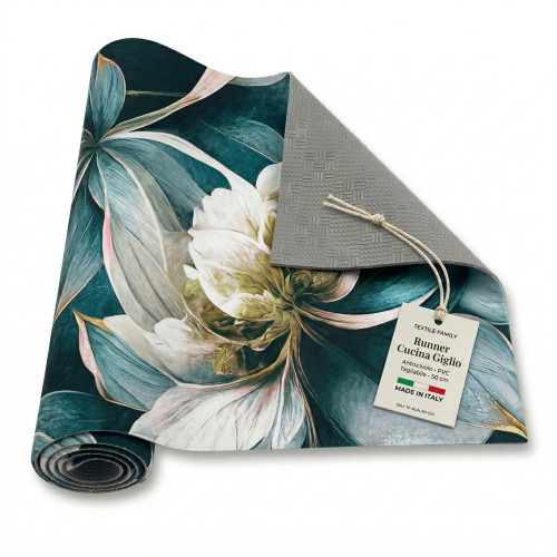 Gigli rutschfester Küchenteppichläufer 50 cm, waschbar und schneidbar, PVC-Boden, 100 % Polyester, hergestellt in Italien