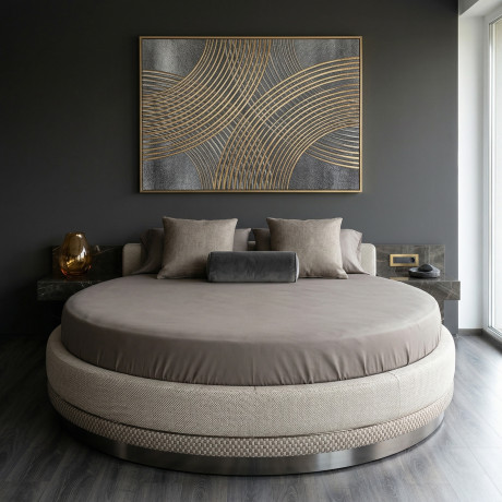 Tex Family Sábana redonda inferior 100% algodón hecha a medida – Elástico redondo de 360° – Ø180–240 cm – Colchón de hasta 35 cm