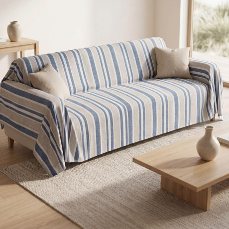 FURNISHING TOWEL Copritutto GRAN FOULARD Bedspread SOFA COVER Fabric DORY RIGA BLU