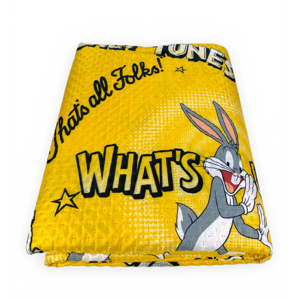 Children's Single Bedspread 170x250 Bugs Bunny Yellow – Lightweight Quilt 80 g/m² in Microfiber, Made in Italy