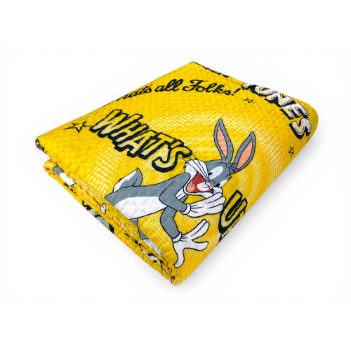 Children's Single Bedspread 170x250 Bugs Bunny Yellow – Lightweight Quilt 80 g/m² in Microfiber, Made in Italy