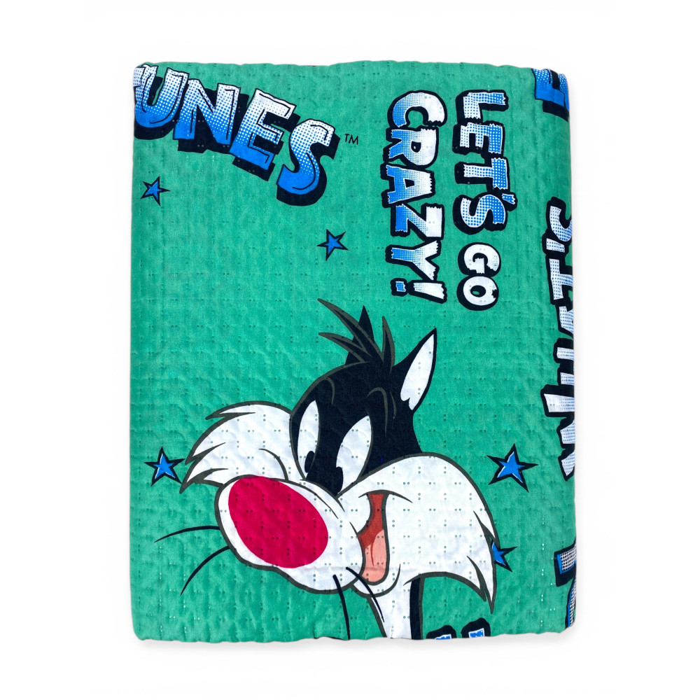 Copriletto Singolo Bambini 170x250 Gatto Silvestro Verde Looney Tunes – Trapuntino Leggero 80 g/m², Made in Italy