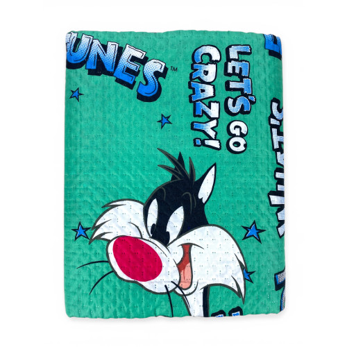 Kinder-Einzelbettdecke 170x250 grüne Sylvester Cat Looney Tunes – leichte Decke 80 g/m², hergestellt in Italien