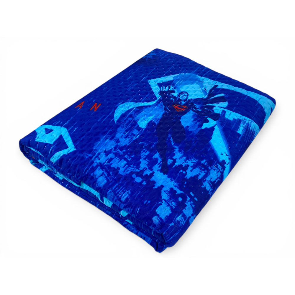 Superman DC Comics Einzelbettdecke 170x250 Kids Blue "Dark Side" – Helle Decke 80 g/m², hergestellt in Italien