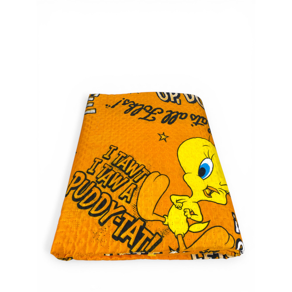 Single Bedspread Kids 170x250 Tweety Orange Looney Tunes – Light Quilt 80 g/m² in Microfiber, Made in Italy