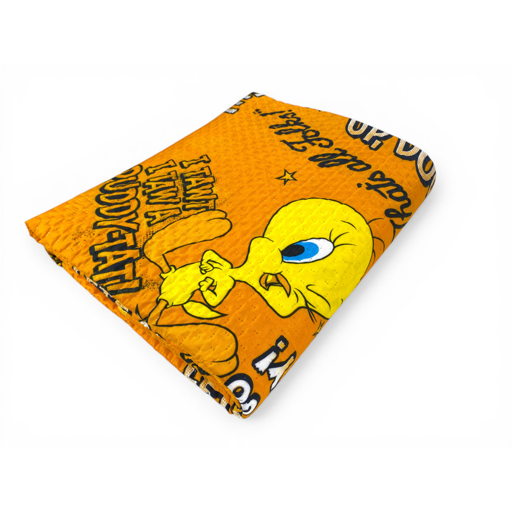 Single Bedspread Kids 170x250 Tweety Orange Looney Tunes – Light Quilt 80 g/m² in Microfiber, Made in Italy