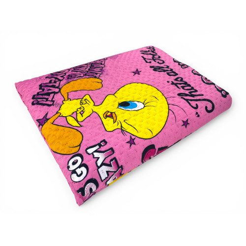 Copriletto Singolo Bambini 170x250 Titti Rosa Looney Tunes – Trapuntino Leggero 80 g/m² in Microfibra, Made in Italy