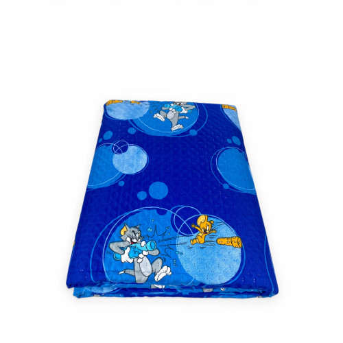 Copriletto Singolo Bambini 170x250 Tom and Jerry Blu “TJ Bottle” – Trapuntino Leggero 80 g/m² in Microfibra, Made in Italy