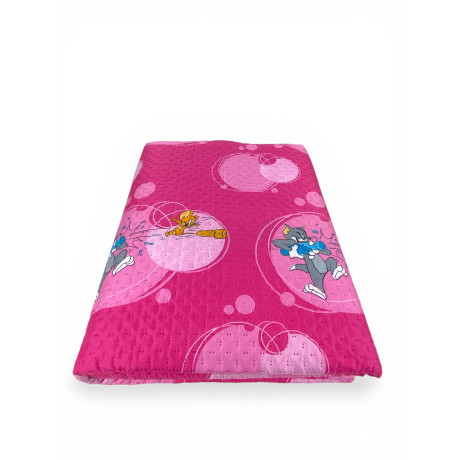 Colcha individual infantil 170x250 Tom and Jerry Pink "TJ Bottle" – Edredón ligero 80 g/m² en microfibra, fabricado en Italia