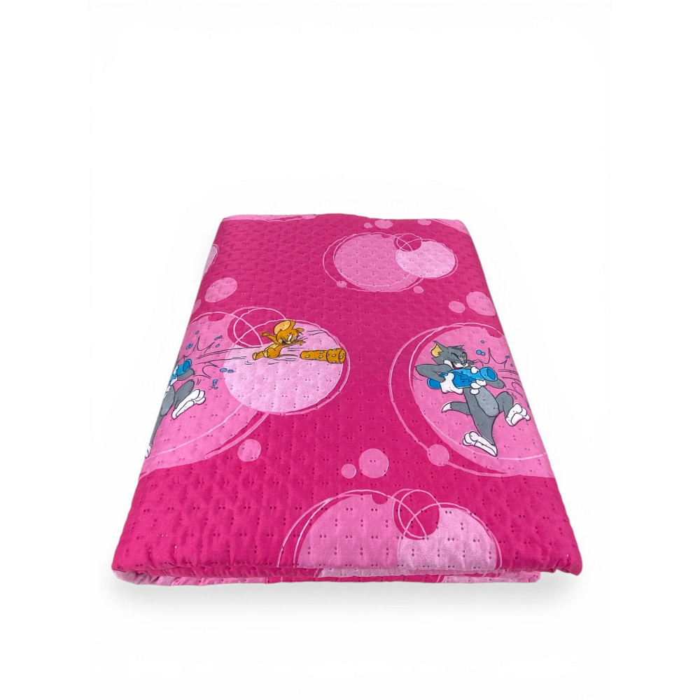 Colcha individual infantil 170x250 Tom and Jerry Pink "TJ Bottle" – Edredón ligero 80 g/m² en microfibra, fabricado en Italia
