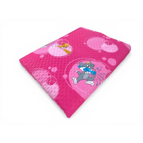 Couvre-lit simple pour enfants 170x250 Tom and Jerry rose « TJ Bottle » – Courtepointe légère 80 g/m² en microfibre, fabriquée e