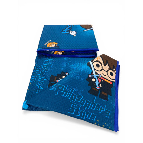 Harry Potter Single Bedspread for Kids 170x250 Blue – Light Quilt 80 g/m² in Microfiber, Made in Italy