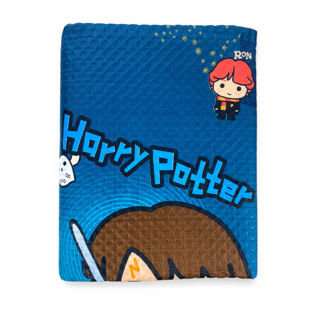 Harry Potter Einzelbettdecke für Kinder 170x250 Blau – Heller Quilt 80 g/m² in Mikrofaser, hergestellt in Italien