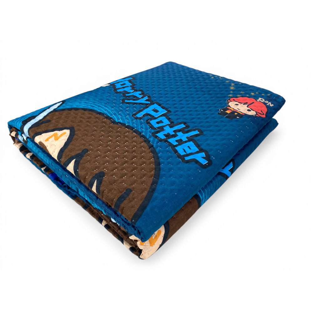 Colcha individual de Harry Potter para niños 170x250 azul – Edredón ligero 80 g/m² en microfibra, fabricado en Italia