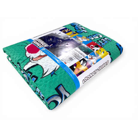 Children's Single Bedspread 170x250 Green Sylvester Cat Looney Tunes – Light Quilt 80 g/m², Made in Italy