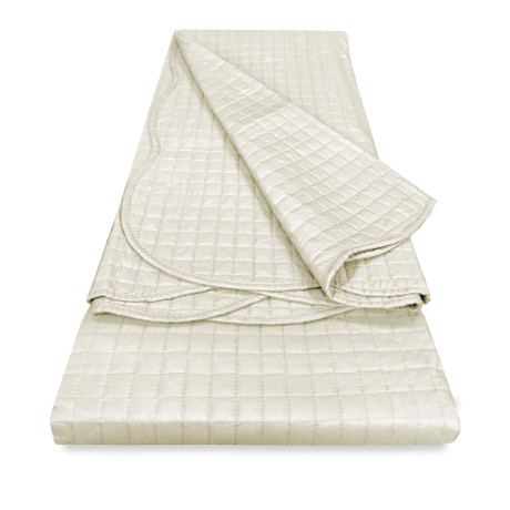 Colcha doble acolchada Venice 250x250 Beige – Microfibra Manopesca, acolchado a cuadros, 100 g/m², borde ondulado