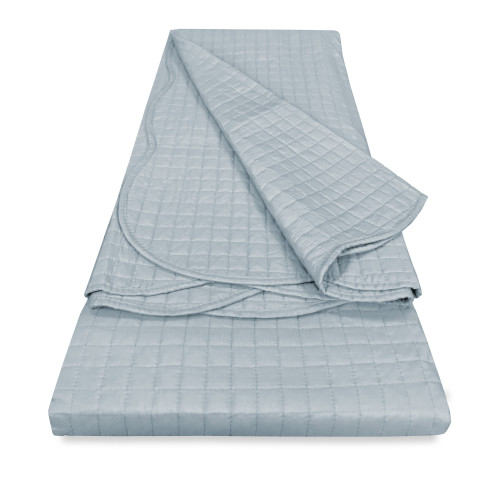 Venice Double Quilted Bettdecke 250x250 Grau – Manopesca Mikrofaser, karierte Quilting, 100 g/m², Wellenkante