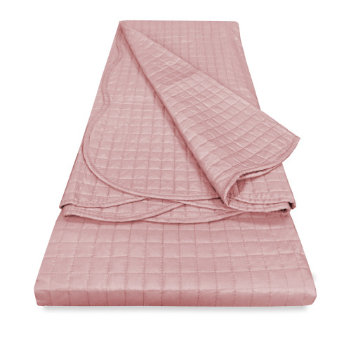 Venice Double Quilted Bedspread 250x250 Pink – Manopesca Microfiber, Checked Quilting, 100 g/m², Wave Edge