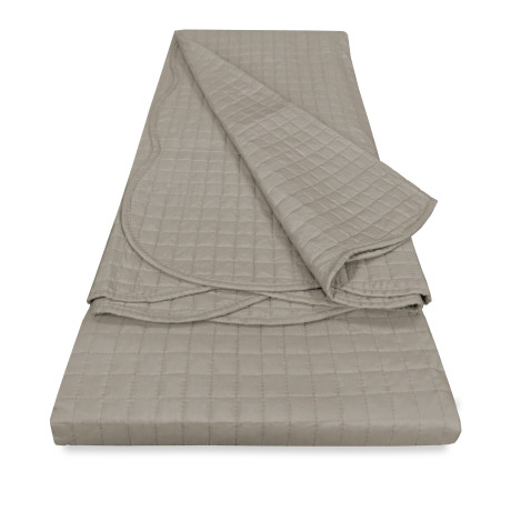 Venice Doppelquilt-Bettdecke 250x250 Taupe, Pfirsich-Mikrofaser, karierte Quilting, 100 g/m², Wave Edge