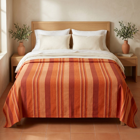 Housse Kiara Jacquard 100 % coton orange fabriquée en Italie, serviette de meublement Gran Scarf, housse de canapé/couvre-lit
