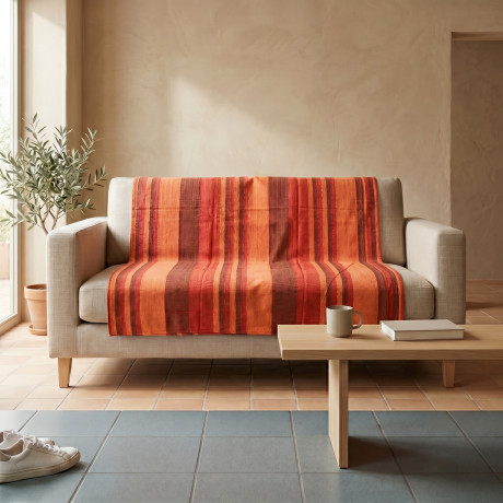 Telo Copritutto Kiara Jacquard 100% Cotone Bordeaux Made in Italy, Gran Foulard Telo Arredo, Copridivano/Copriletto