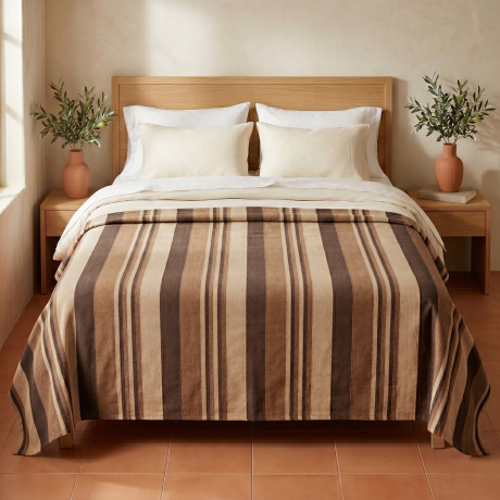 Telo Copritutto Kiara Jacquard 100% Cotone Biscotto Made in Italy, Gran Foulard Telo Arredo, Copridivano/Copriletto