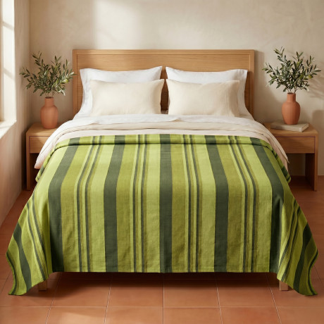 Telo Copritutto Kiara Jacquard 100% Cotone Verde Made in Italy, Gran Foulard Telo Arredo, Copridivano/Copriletto
