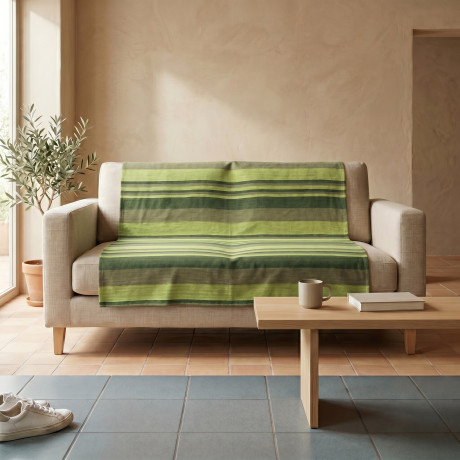 Kiara Jacquard 100% Green Cotton Towel Made in Italy, Gran Scarf Furnishing Towel, Sofa Cover/Bedspread