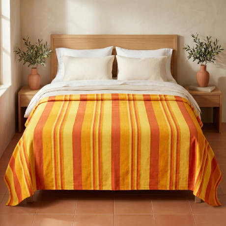Kiara Jacquard 100% Yellow Cotton Cover Made in Italy, Gran Scarf Furnishing Towel, Sofa Cover/Bedspread