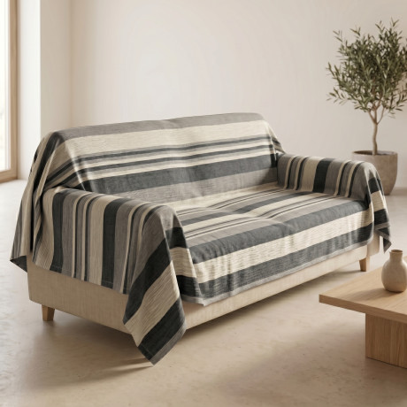 Kiara Jacquard 100% schwarzes Baumwollhandtuch aus Italien, Gran Scarf Möbelhandtuch, Sofabezug/Bettdecke