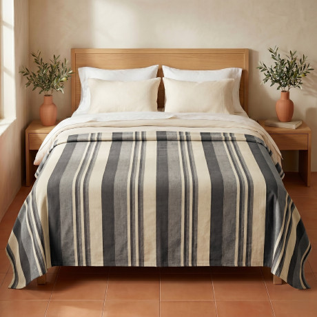 Kiara Jacquard 100% schwarzes Baumwollhandtuch aus Italien, Gran Scarf Möbelhandtuch, Sofabezug/Bettdecke