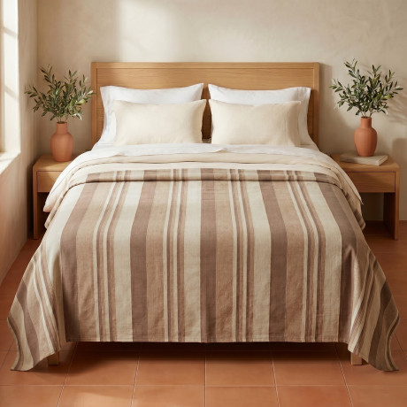 Kiara Jacquard 100% Baumwollbeige Bezug hergestellt in Italien, Gran Scarf Möbelhandtuch, Sofabezug/Bettdecke