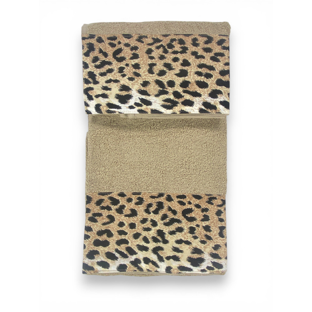 SET ASCIUGAMANI spugna 1+1 VISO e ospite Leopardato