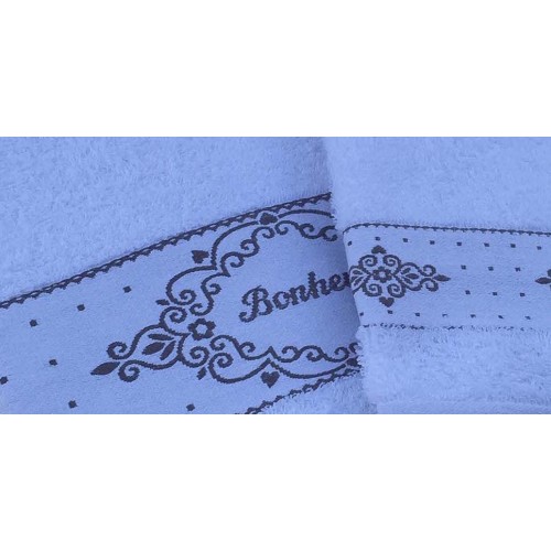 LOT DE 1 SERVIETTE DE TOILETTE + 1 SERVIETTE INVITÉ EN ÉPONGE BONHEUR - BLANC